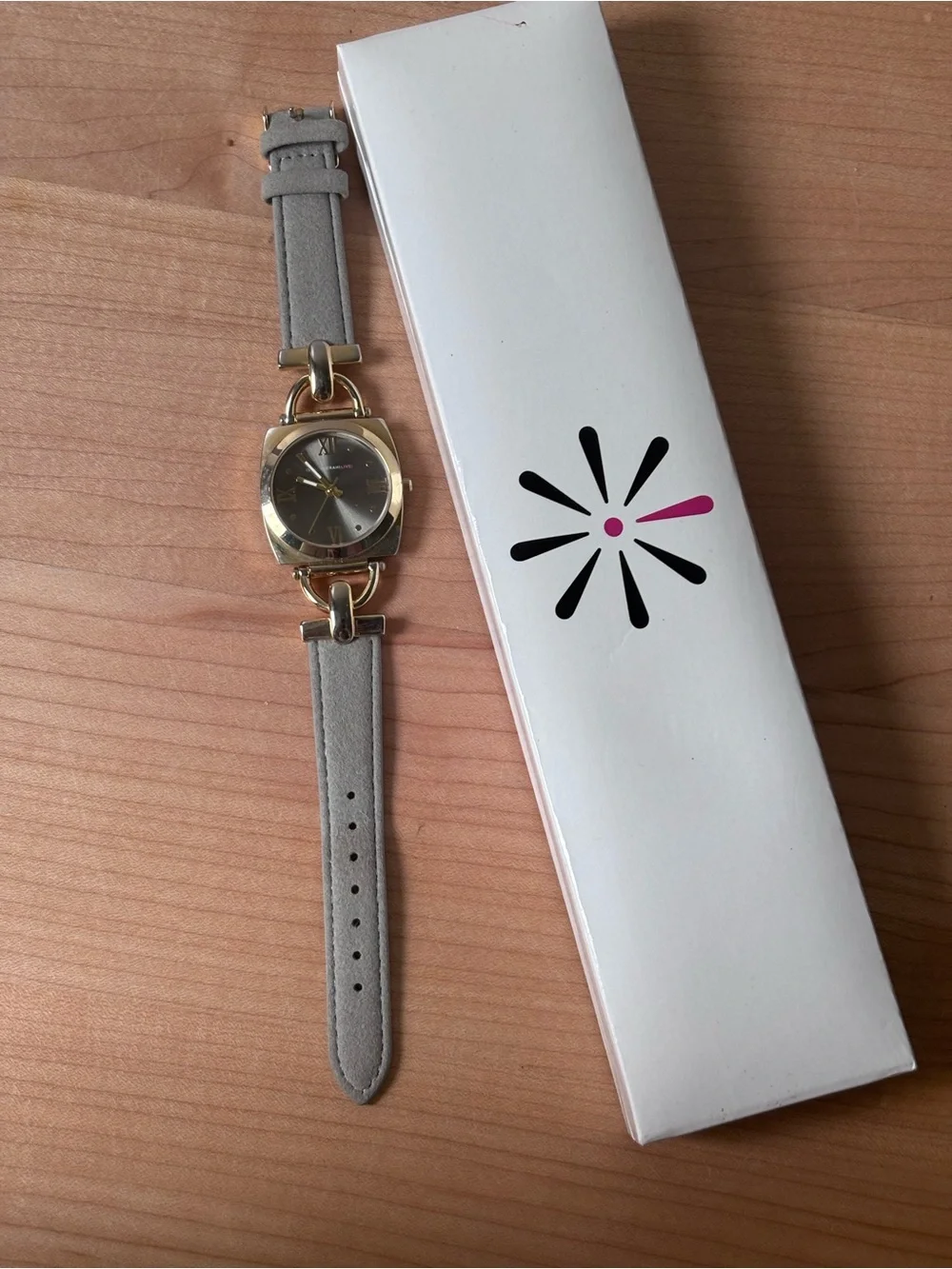 Isaac Mizrahi Live Gold-Tone Ladies Wristwatch with Gray Dial and Gray‎ Strap